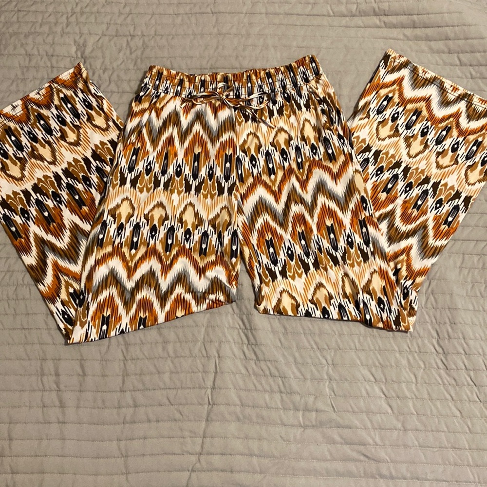 Stretchy multi pattern flare pants